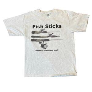 90s grey fishing tee shirt